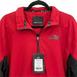 On Tour Men’s Short Sleeve Red Windshirt With Banff Logo Size Medium Brand New